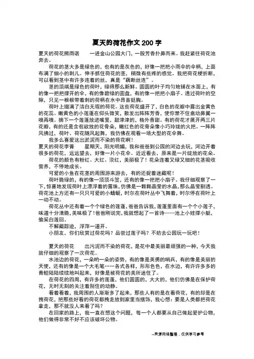 夏天的荷花作文200字_作文200字