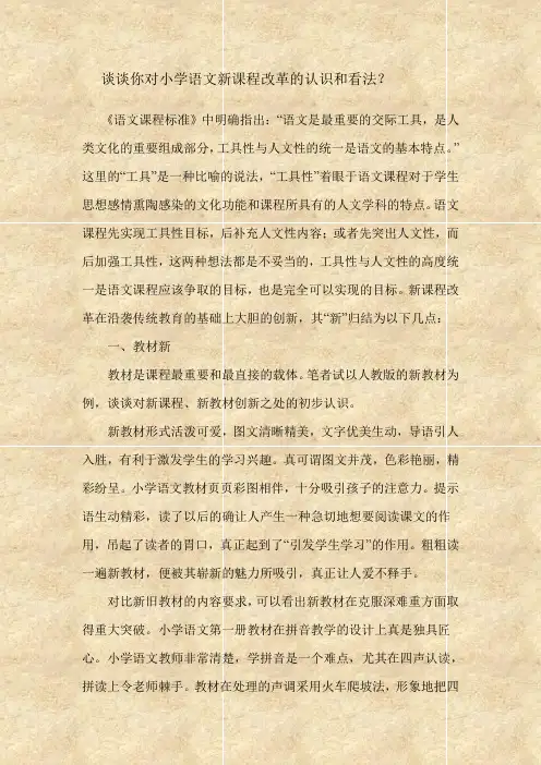 谈谈你对小学语文新课程改革的认识和看法？