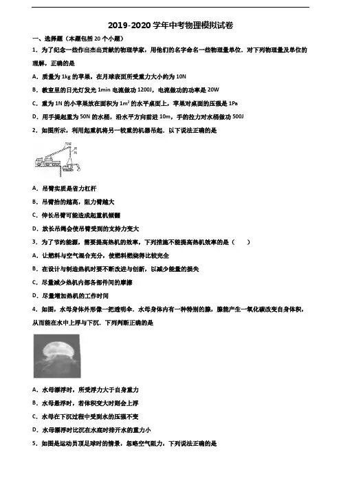 2019-2020学年河南省南阳市中考物理调研试题