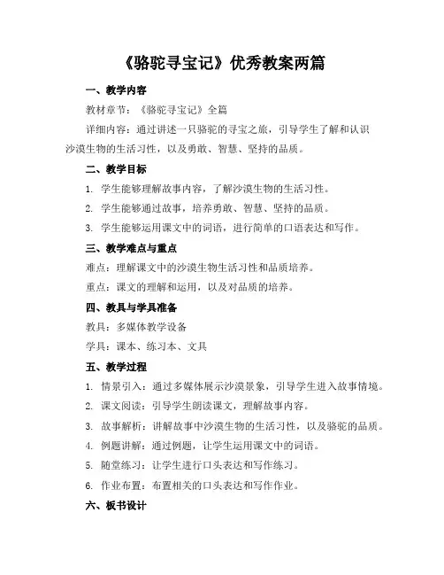 《骆驼寻宝记》优秀教案两篇