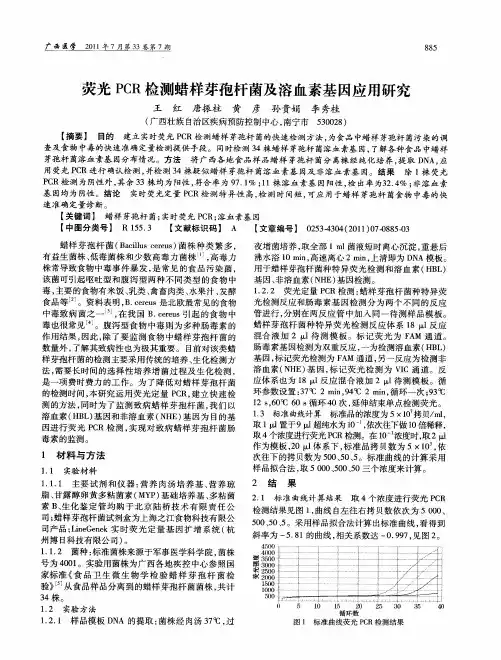 荧光PCR检测蜡样芽孢杆菌及溶血素基因应用研究