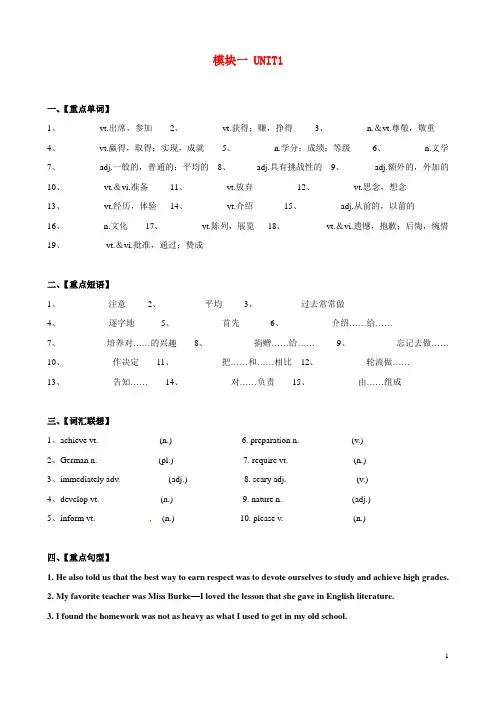Unit1 School life 译林牛津版必修
