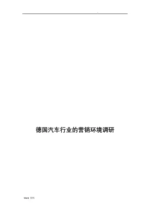 德国汽车行业的营销环境调研