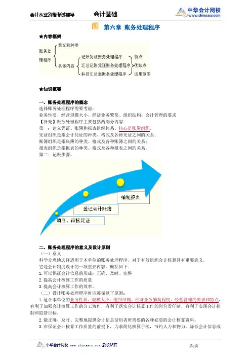 中华会计网校2013年全国会计从业考试《会计基础》讲义第六章