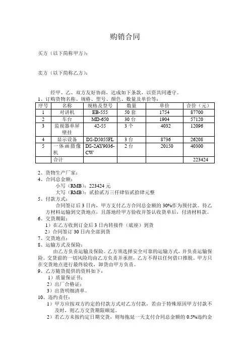 购销合同范本