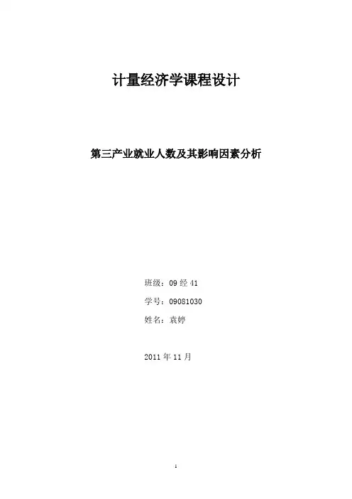 计量经济学课程设计1