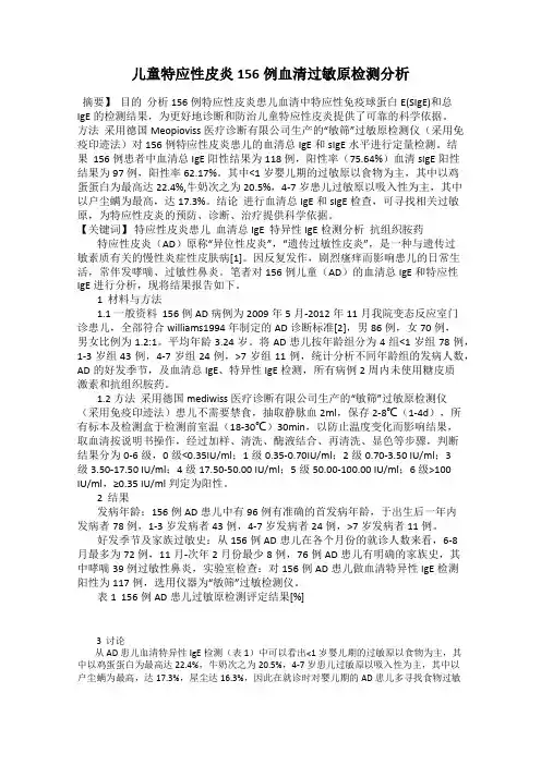 儿童特应性皮炎156例血清过敏原检测分析