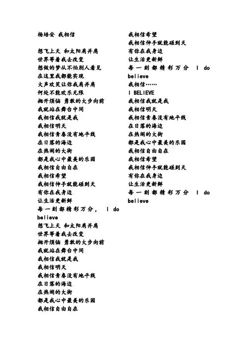 杨培安 我相信歌词