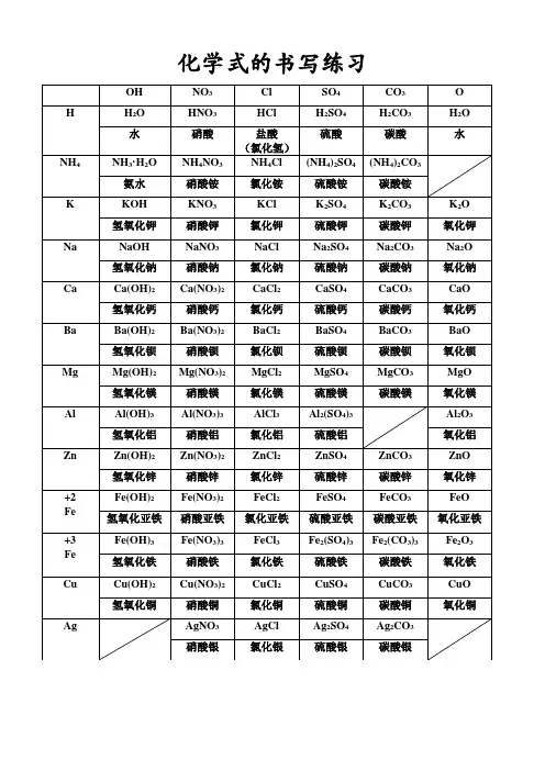 化学式书写练习