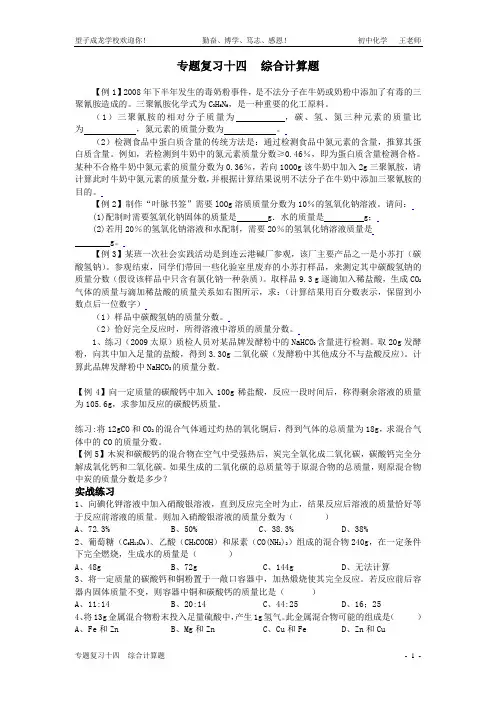 专题复习14__2012中考化学综合计算题