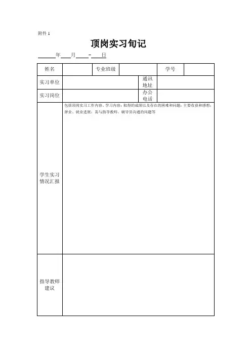学生顶岗实习旬记格式