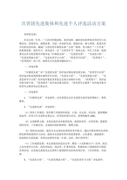 总结报告-共青团先进集体和先进个人评选活动方案 精品