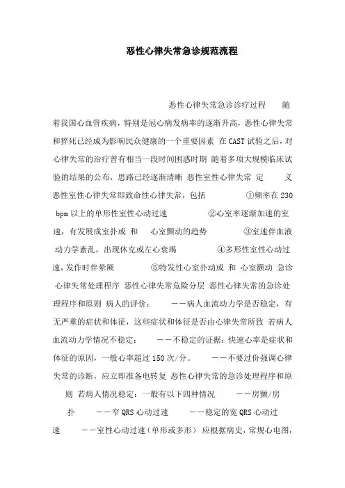 恶性心律失常急诊规范流程(可编辑)