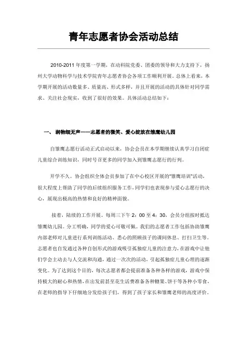 青年志愿者协会活动总结