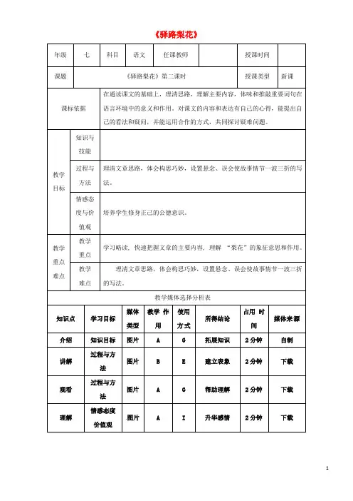 2020七年级语文下册 第四单元 14驿路梨花(第2课时)教案 新人教版