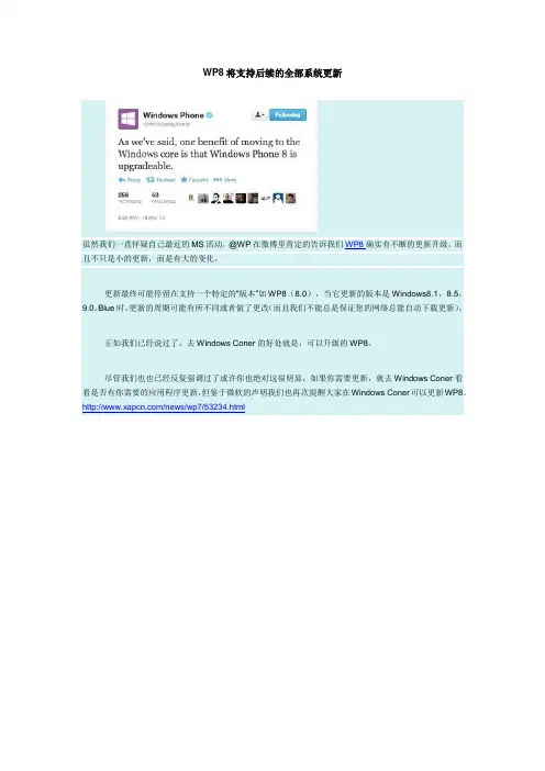 WP8将支持后续的全部系统更新