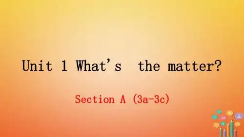 八年级英语下册 Unit 1 Whats the matter(第2课时)教学课件 (新版)人教新目标版