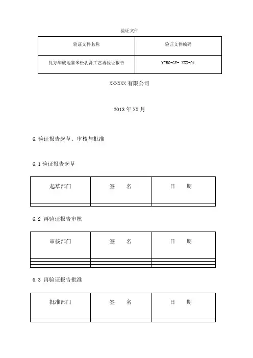工艺验证报告 