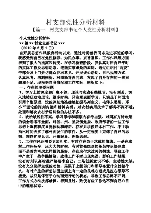 村支部党性分析材料