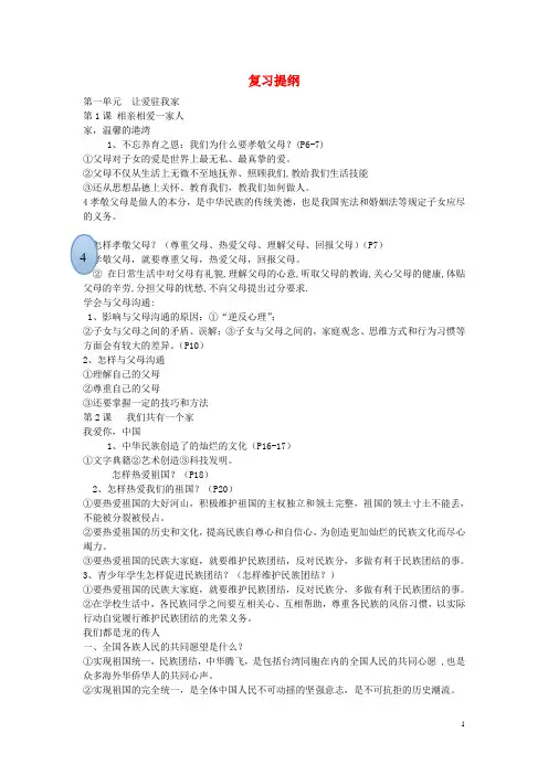 八年级政治上册 复习提纲 鲁教版(1)