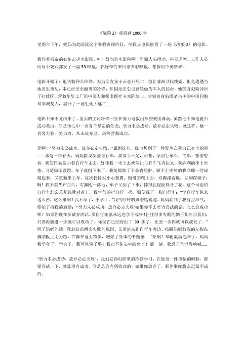 《战狼2》观后感1000字_1