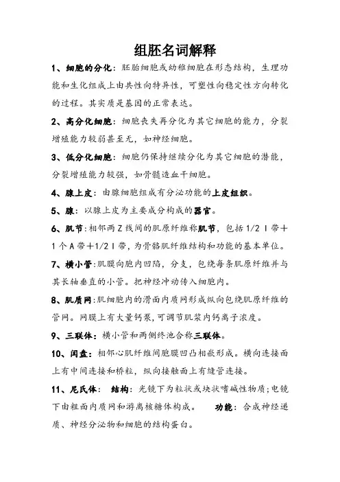 大学组织胚胎学名词解释,屏障,切片鉴别
