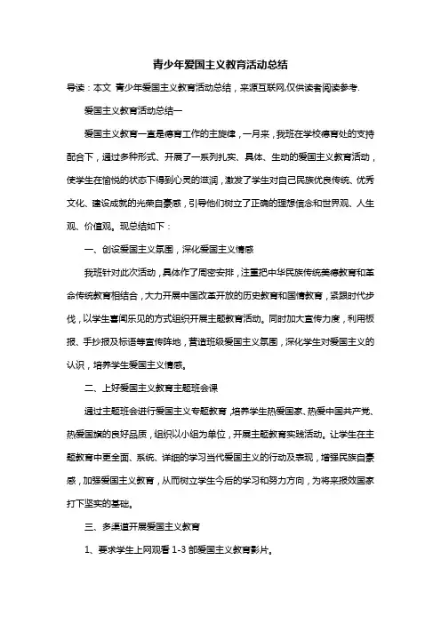青少年爱国主义教育活动总结 2