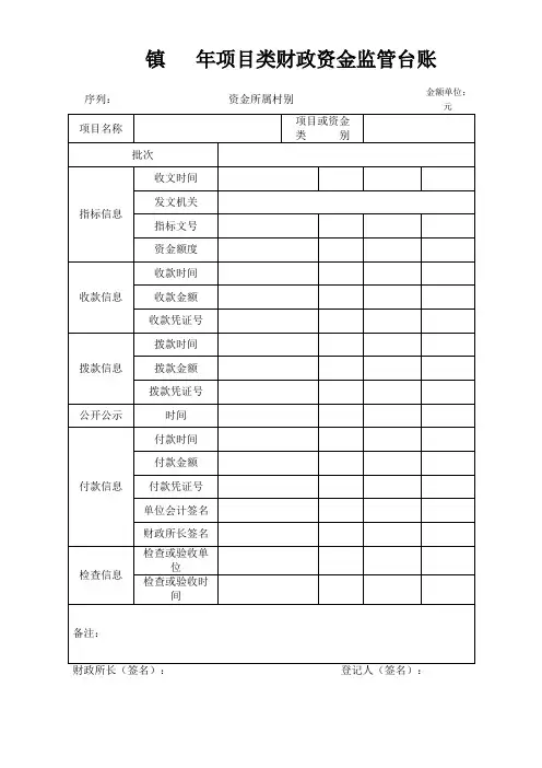 项目类财政资金监管台账(模块)