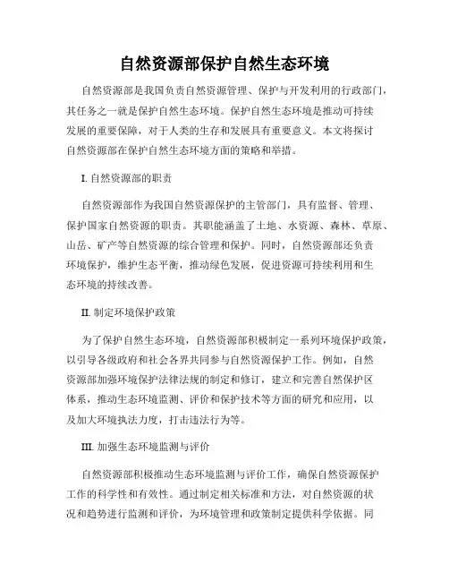 自然资源部保护自然生态环境