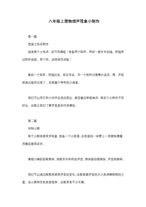 八年级上册物理声现象小制作
