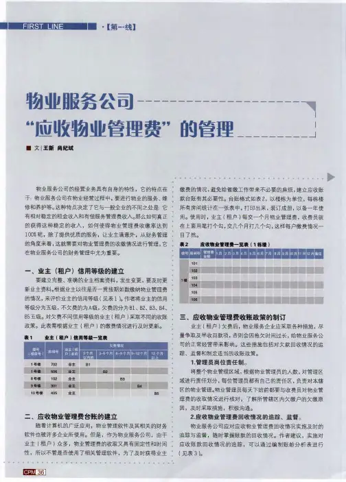 物业服务公司“应收物业管理费”的管理