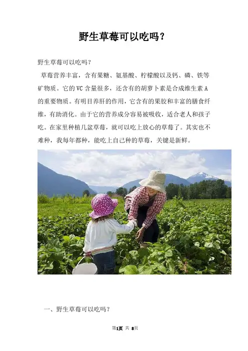 野生草莓可以吃吗？