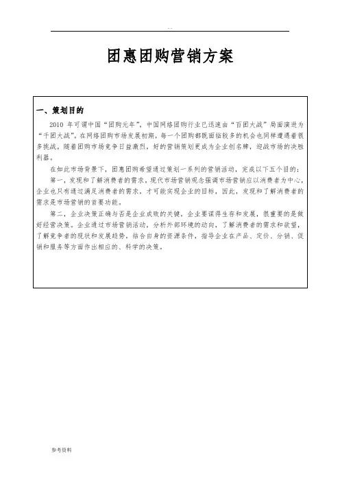 团惠团购网站营销方案
