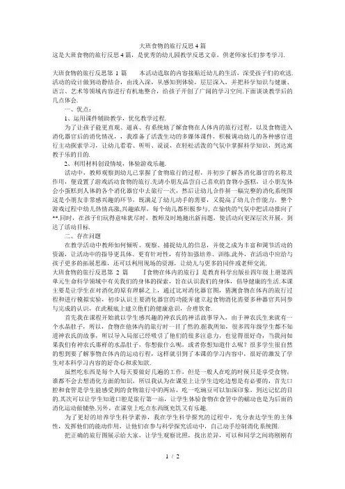 大班食物的旅行反思4篇