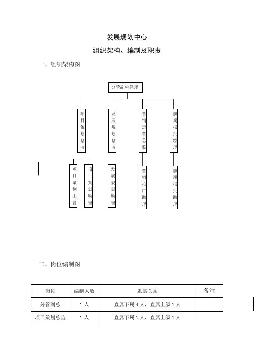发展规划中心组织机构及职责