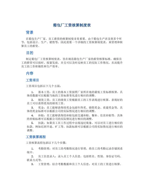 箱包厂工资核算制度表