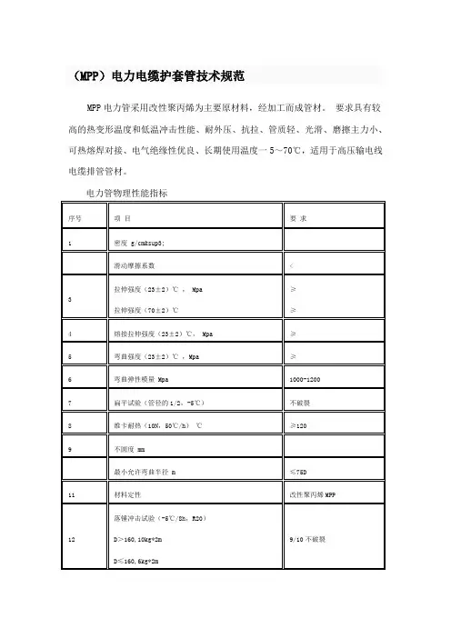 MPP管技术标准