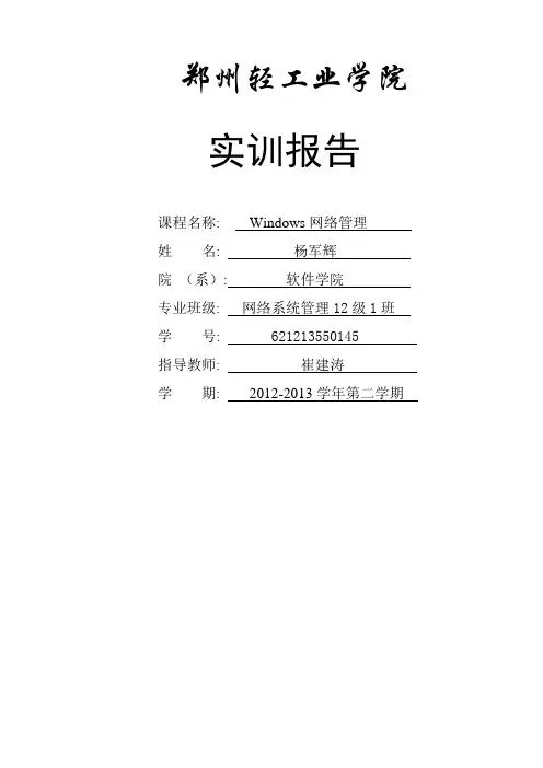 windows网络管理实训报告