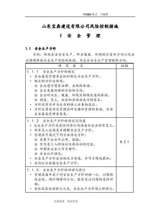 风险控制措施