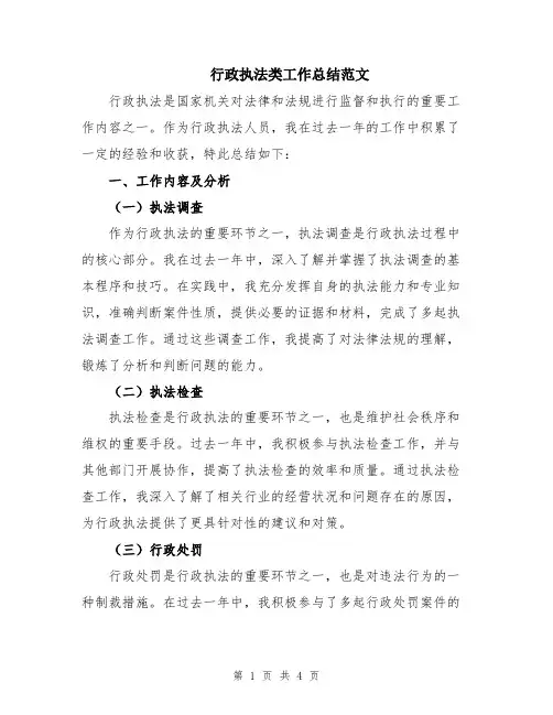 行政执法类工作总结范文