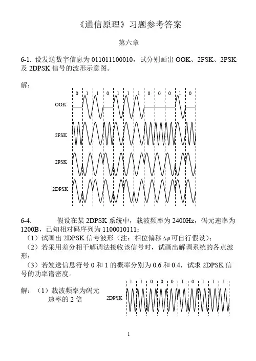 (完整版)通信原理答案第六章