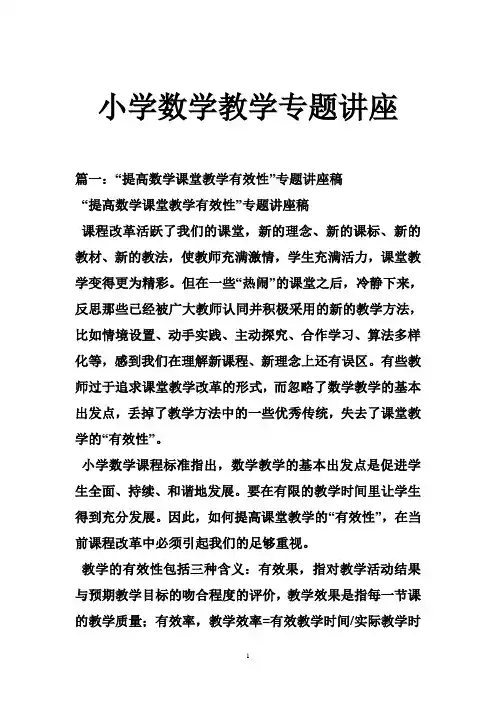 小学数学专题讲座稿