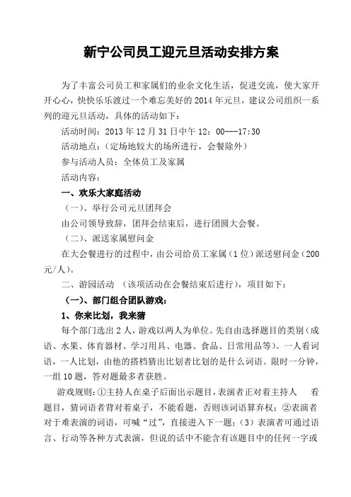 2015年元旦活动方案