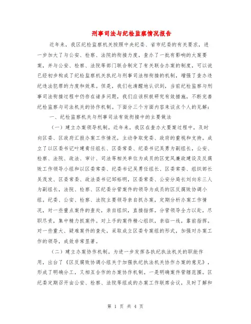 刑事司法与纪检监察情况报告