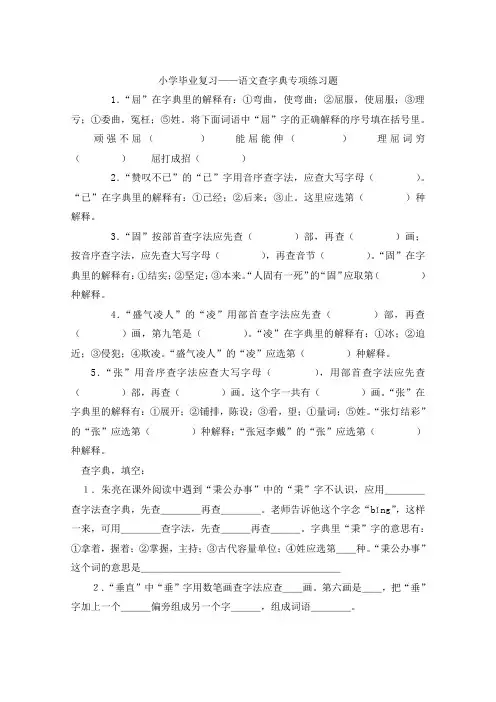 语文查字典专项练习题