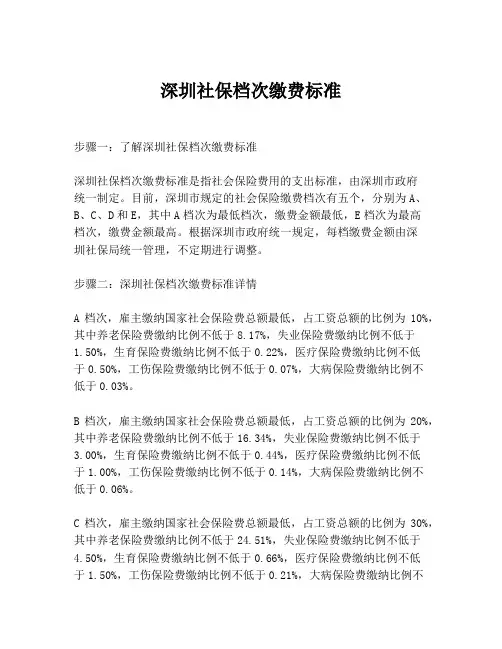 深圳社保档次缴费标准