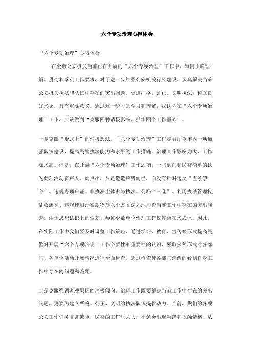 六个专项治理心得体会