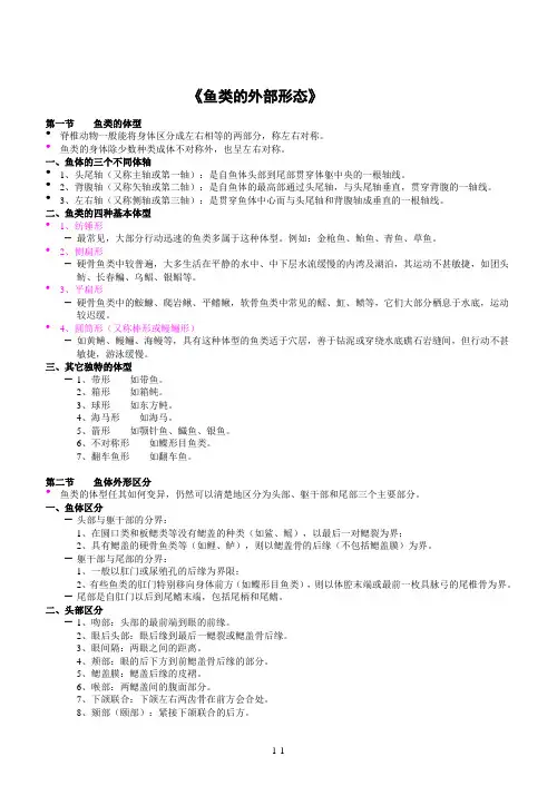 《鱼类的外部形态》