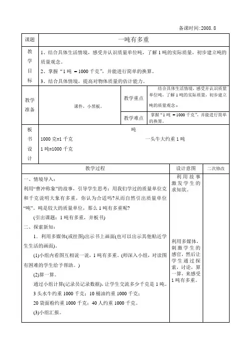 一吨有多重