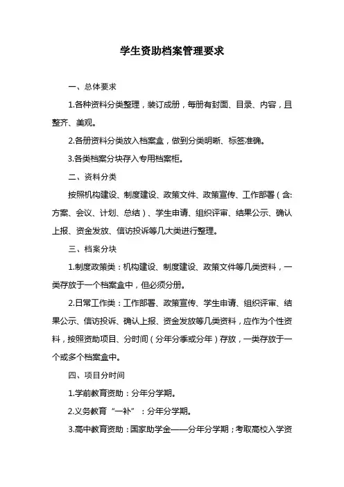 资助档案管理要求